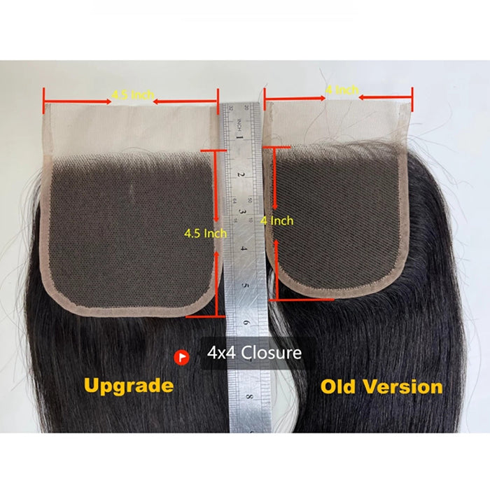 Enstah 12-20 Inch 4.5" x 4.5" Upgrade Body Wavy Free Parted Lace Closure #1B Natural Black