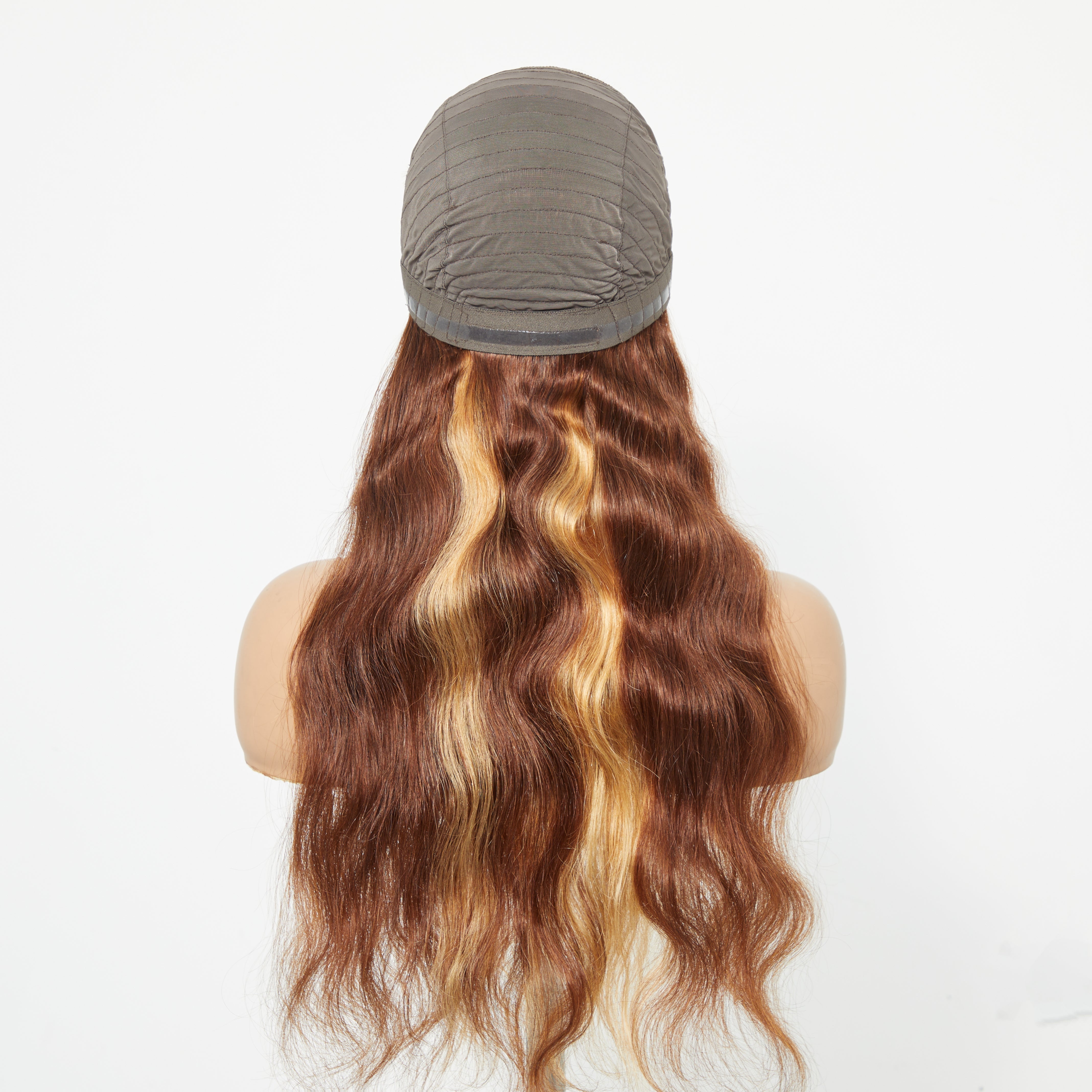Enstah 24 Inches 5"x5" Body Wavy Wear & Go Glueless #4/27 Lace Closure Wig-100% Human Hair