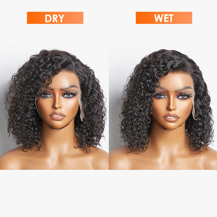 Enstah Pre-Plucked 13x4 Lace Front Curly Bob Wig 150% Density