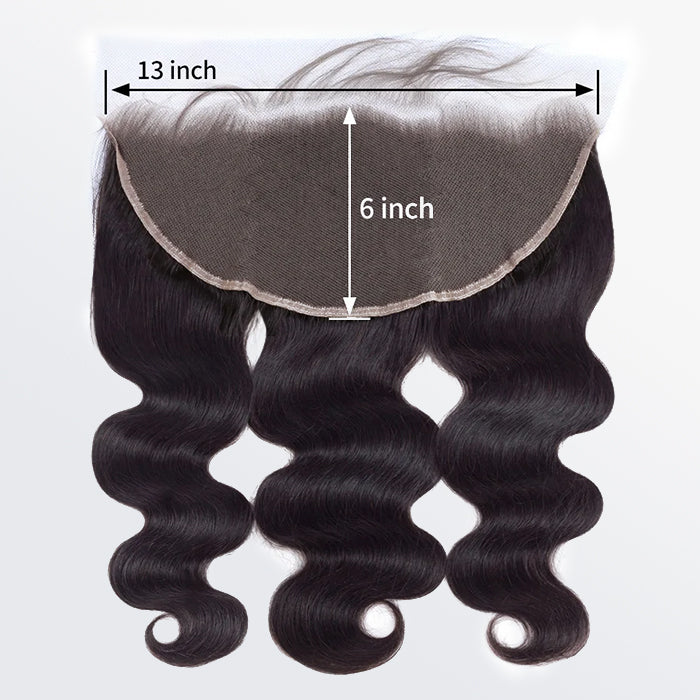 Enstah 14-20 Inch 13" x 6" HD Body Wavy Free Parted Frontal #1B Natural Black