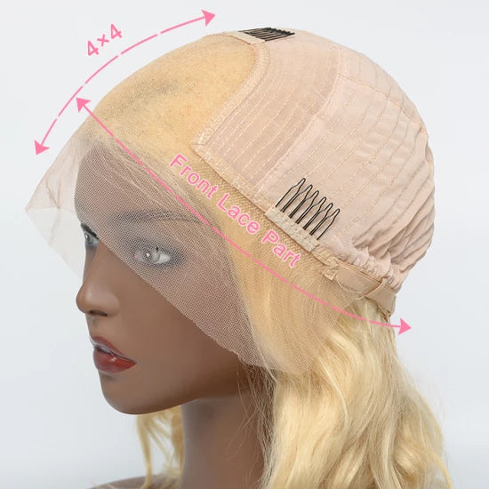 Enstah 10-14 Inches 4"x4" Upgrade #613 Straight Bob Lace Frontal Wigs 150% Density-100% Human Hair