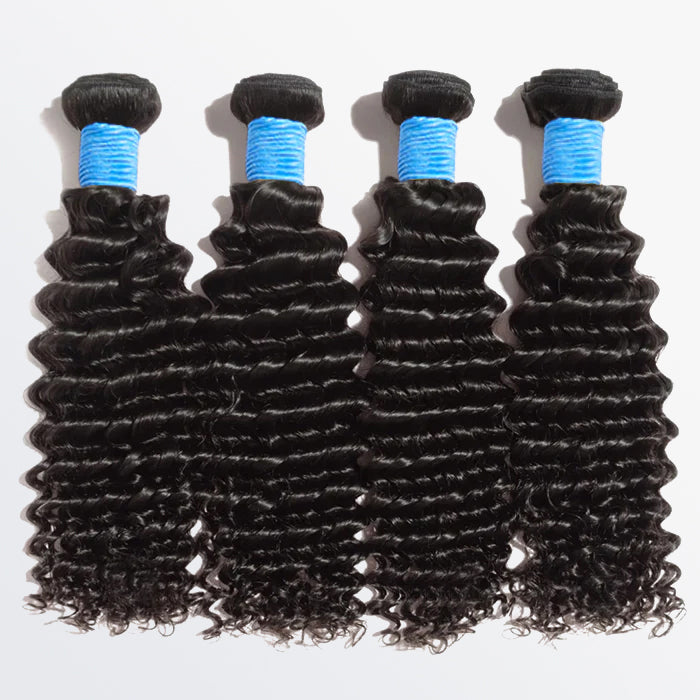 Enstah 10-30 Inch Deep Curly Virgin Brazilian Hair #1B Natural Black