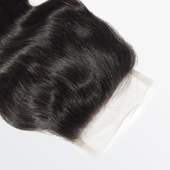 Enstah 12-20 Inch 4.5" x 4.5" Upgrade Body Wavy Free Parted Lace Closure #1B Natural Black