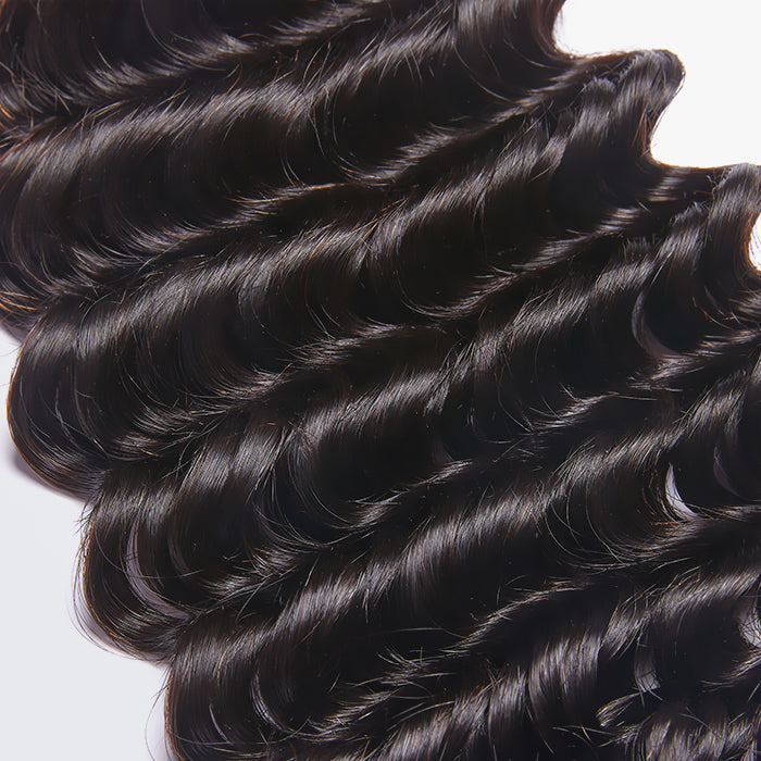 Enstah 10-30 Inch Deep Wavy Virgin Brazilian Hair #1B Natural Black