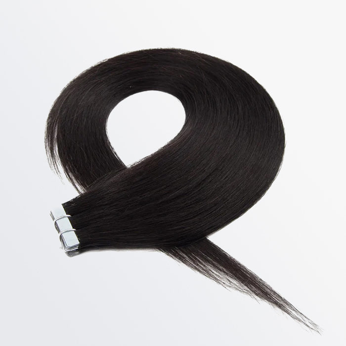 Enstah Premium Quality Straight Tape In Remy Hair Extensions #1B Natural Black
