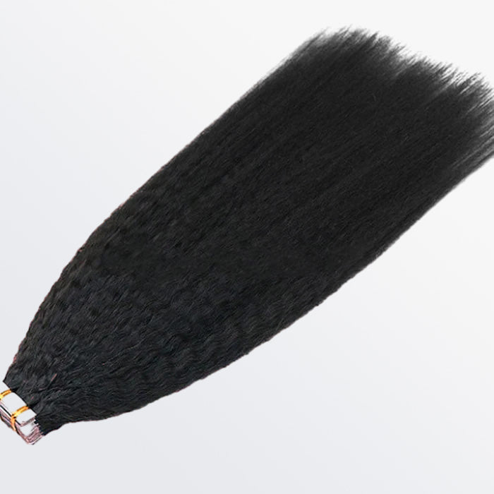 Enstah Afro-textured Kinky Straight Tape In Remy Hair Extensions #1B Natural Black