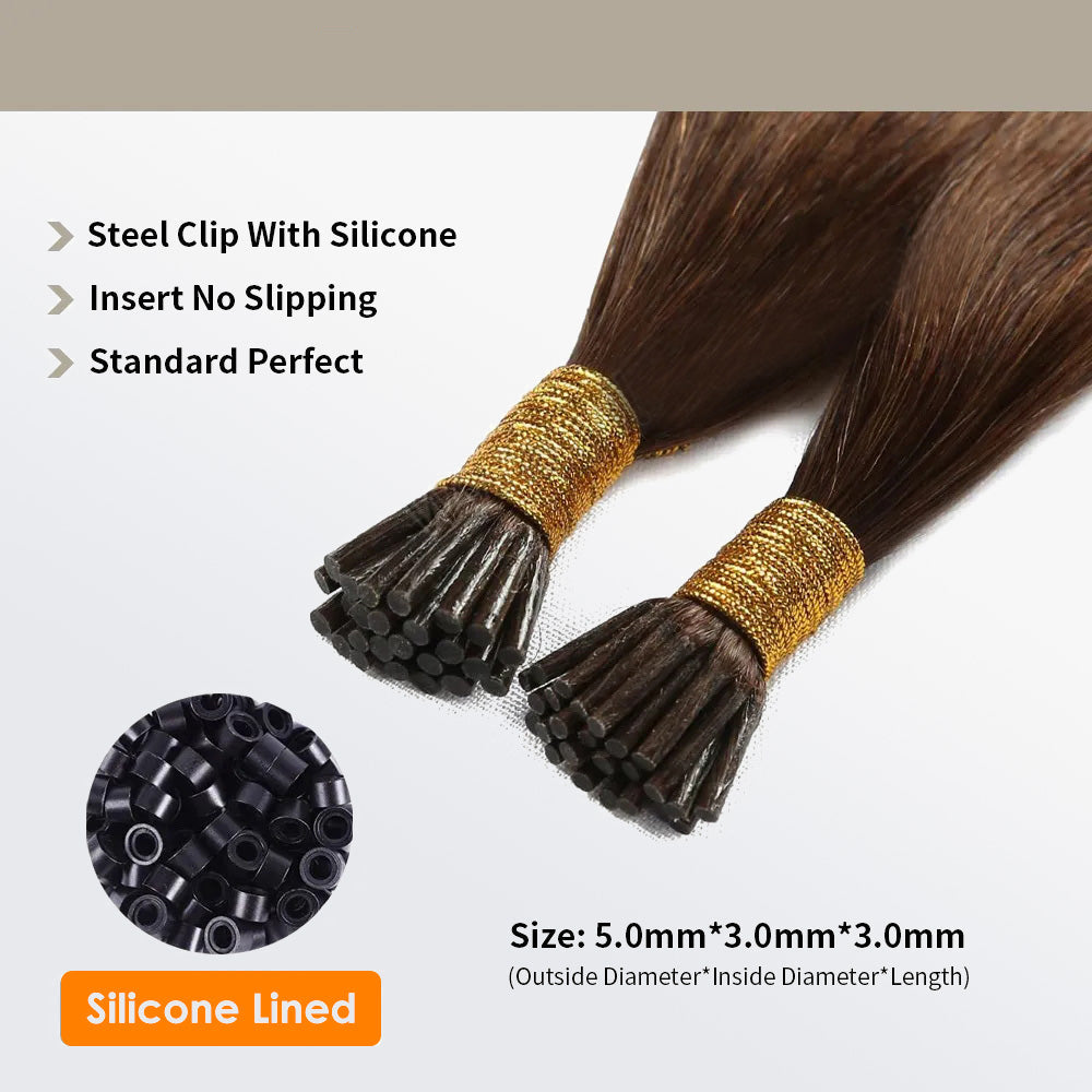 Enstah I Tip Hair Extensions Natural Remy Human Hair (#4 Chocolate Brown)