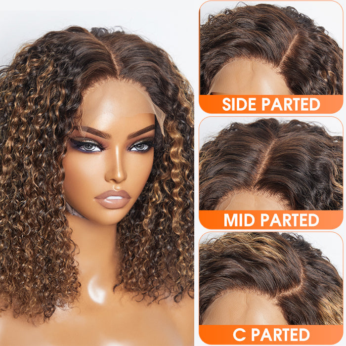 Enstah 14 inch 5"x5" Closure Lace Wig Kinky Curly Brazilian Human Virgin Hair 150% Density