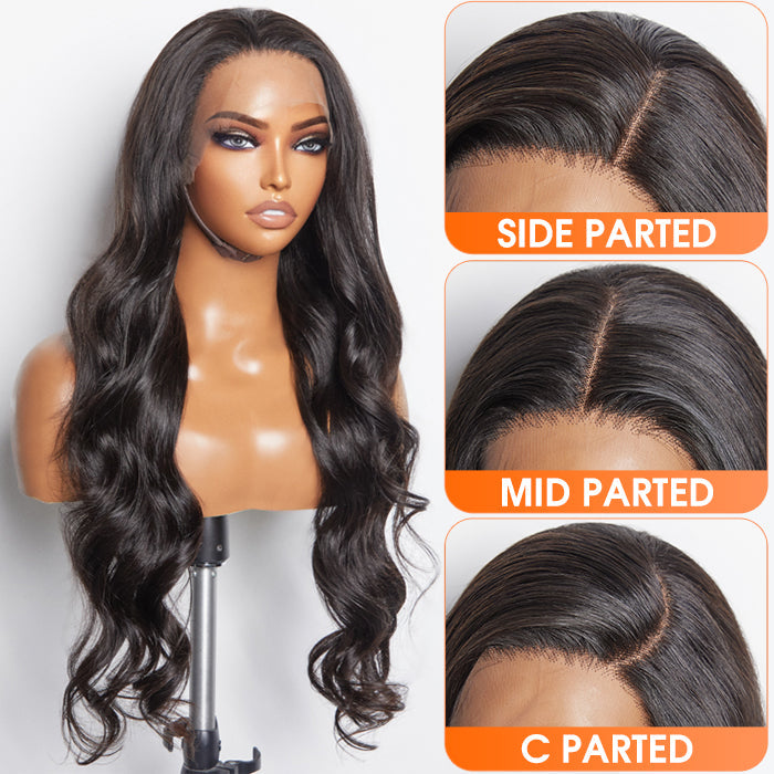 Enstah 13x6 PartingMax Glueless Lace Wigs 3D Cap Pre-bleached Body Wave Transparent Lace Front Wig 150% Density