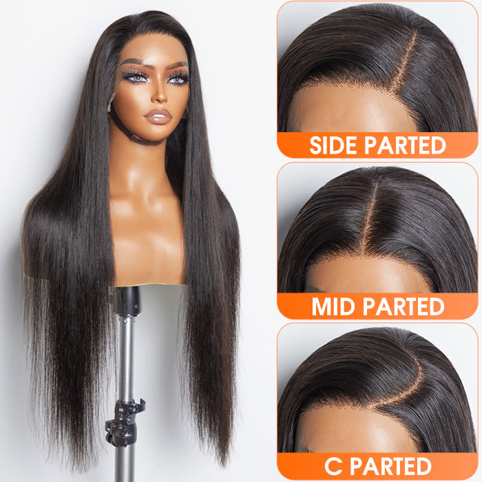 Enstah 13x6 PartingMax Glueless Lace Wig 3D Cap Pre-bleached Straight Transparent Lace Front Wig 150% Density