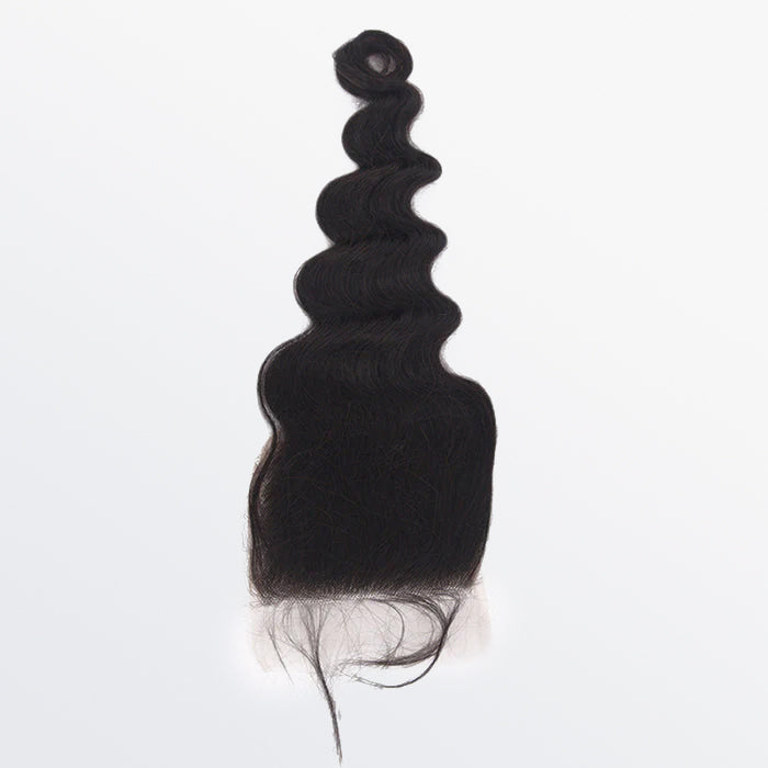 Enstah 14-20 Inch 4" x 4" Ocean Wavy Free Parted Lace Closure #1B Natural Black