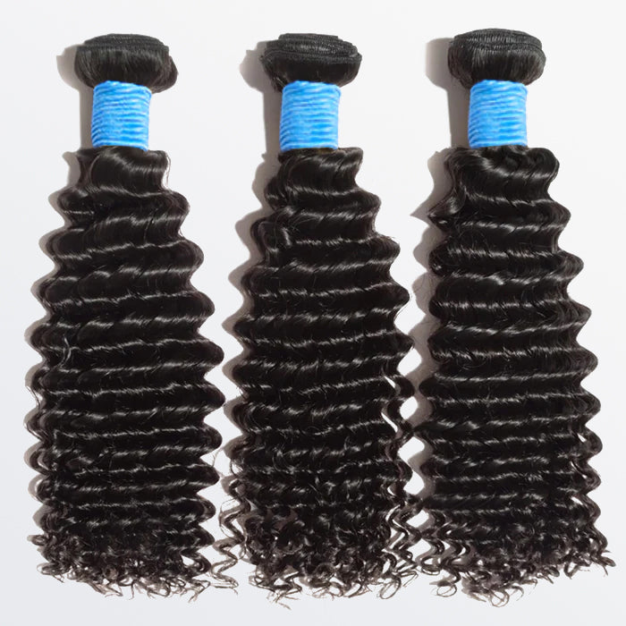 Enstah 10-30 Inch Deep Curly Virgin Brazilian Hair #1B Natural Black