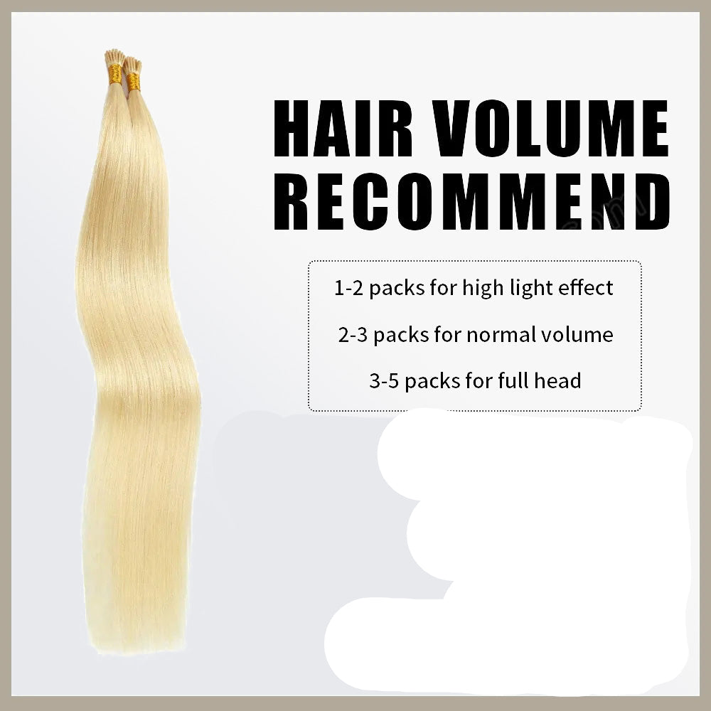 Enstah I Tip Hair Extensions Natural Remy Human Hair (#613 Lightest Blonde )