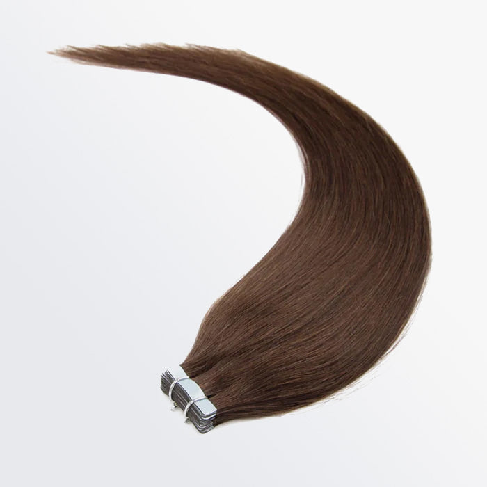 Enstah Premium Quality Straight Tape In Remy Hair Extensions #4 Chocolate Brown