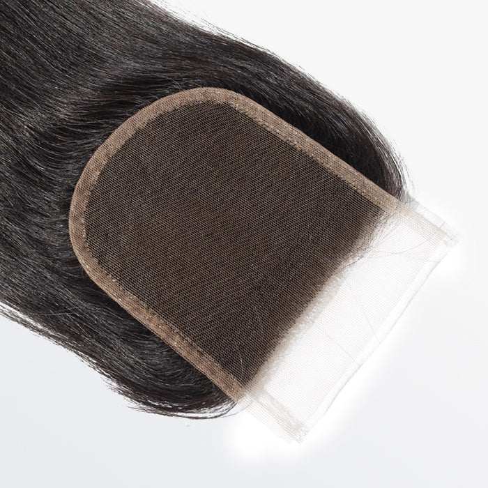 Enstah 12-20 Inch 4.5" x 4.5" Upgrade Straight Free Parted Lace Closure #1B Natural Black