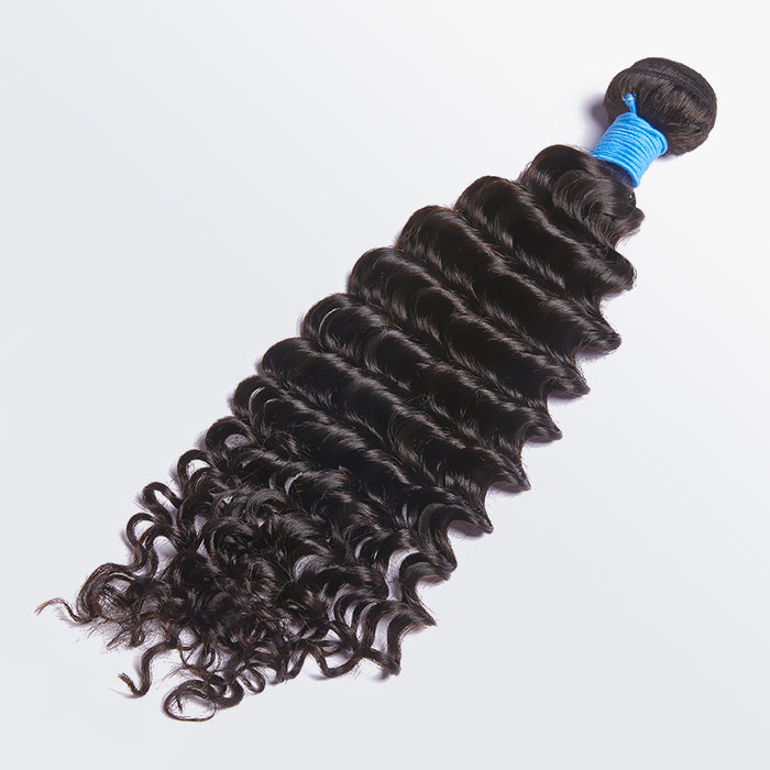 Enstah 10-30 Inch Deep Wavy Virgin Brazilian Hair #1B Natural Black