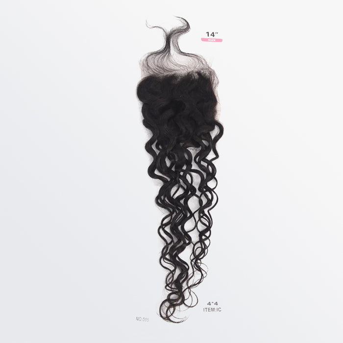 Enstah 14-18 Inch 4" x 4" Water Wavy Free Parted Lace Closure #1B Natural Black