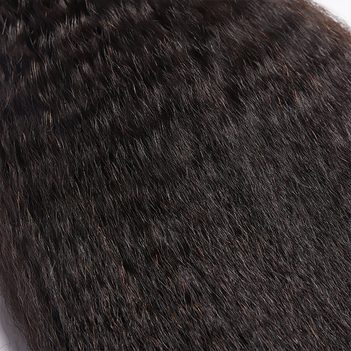 Enstah 10-30 Inch Kinky Straight Virgin Brazilian Hair #1B Natural Black