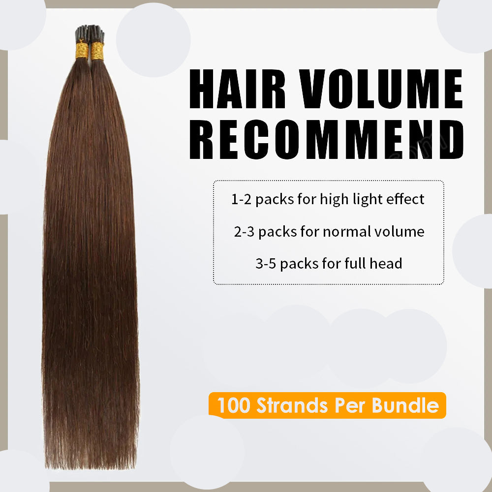 Enstah I Tip Hair Extensions Natural Remy Human Hair (#4 Chocolate Brown)