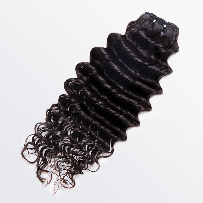 Enstah 14-26 Inches Raw Vietnam Hair Bundles Deep Wavy #1B Natural Black