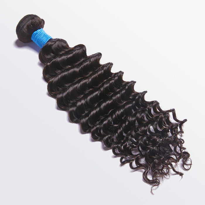 Enstah 10-30 Inch Deep Wavy Virgin Brazilian Hair #1B Natural Black
