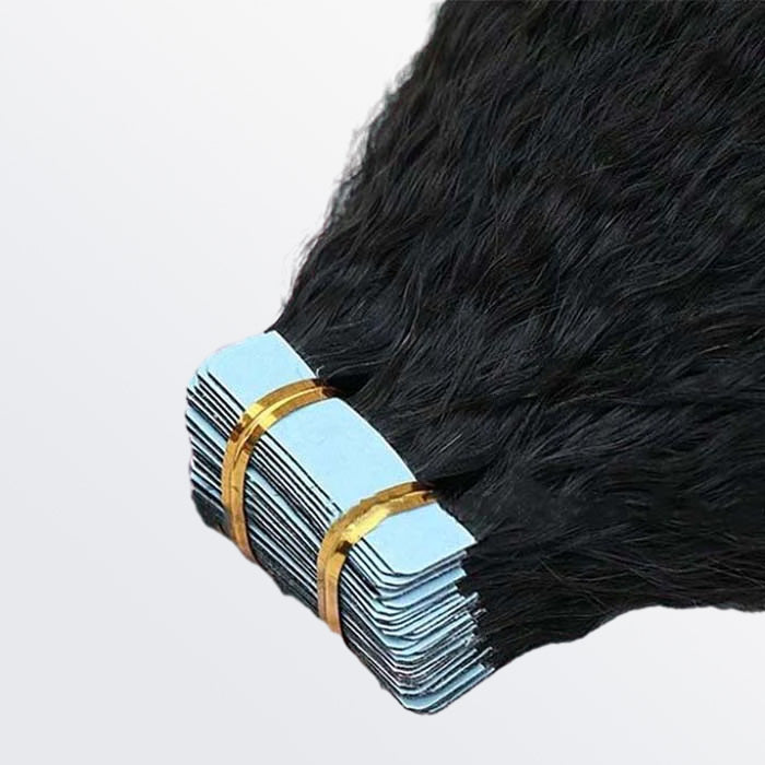 Enstah Afro-textured Kinky Straight Tape In Remy Hair Extensions #1B Natural Black