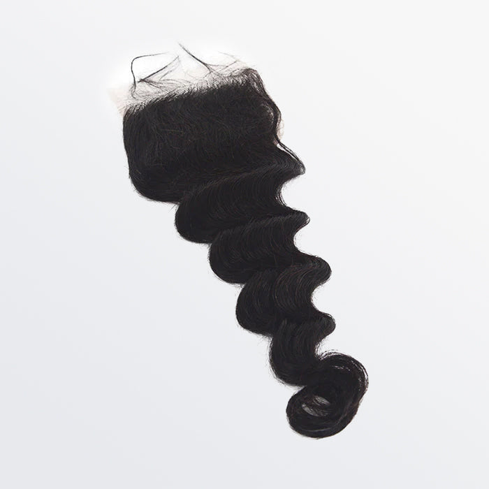 Enstah 14-20 Inch 4" x 4" Ocean Wavy Free Parted Lace Closure #1B Natural Black