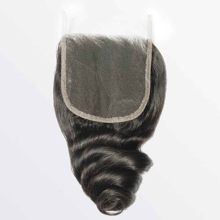 Enstah 14-20 Inch 4" x 4" Loose Wavy Free Parted Lace Closure #1B Natural Black