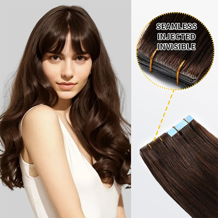 Enstah Seamless Injected Hand-Tied Invisible Tape In Hair Extension 20Pcs Virgin Human Hair