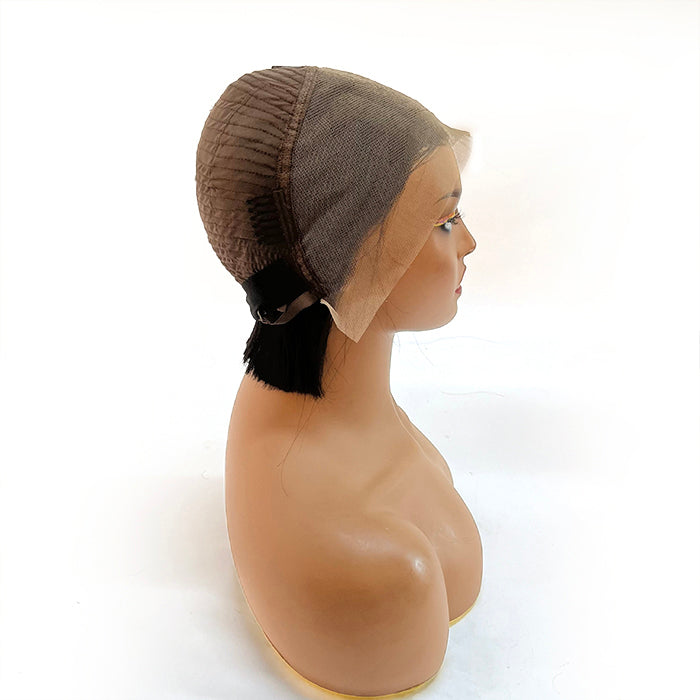 Enstah 8 Inches Double Drawn Blunt Cut 13x4 Asymmetrical Bob Wig