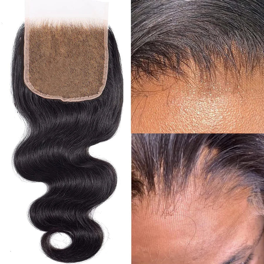 Enstah 14-20 Inch 4" x 4" Loose Wavy Free Parted Lace Closure #1B Natural Black