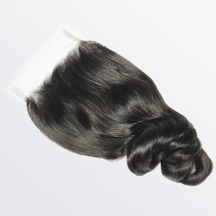 Enstah 14-20 Inch 4" x 4" Loose Wavy Free Parted Lace Closure #1B Natural Black