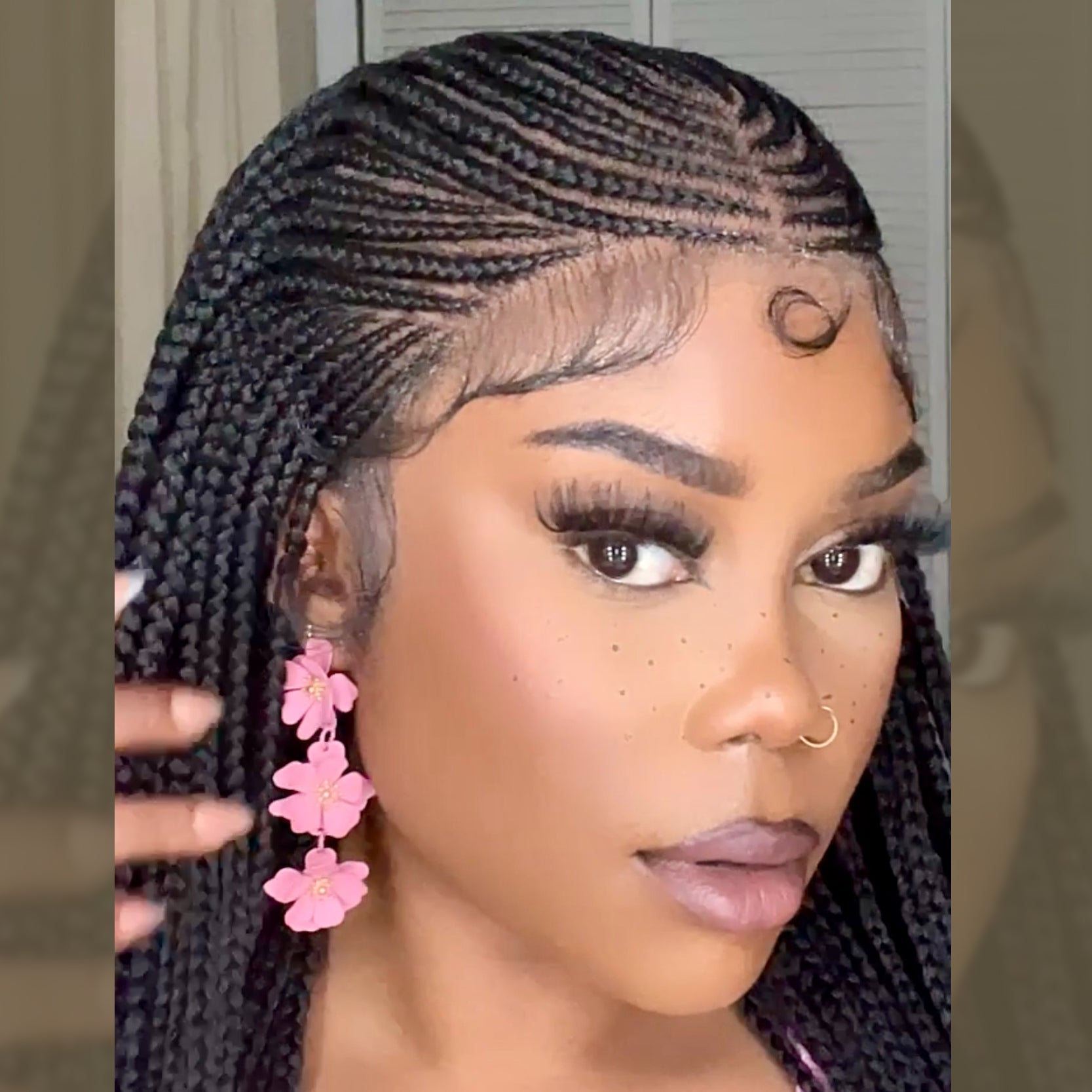 Enstah 30 Inches 13x7 Fulani Braided Neat Braids Lace Front Wigs 200% Density-100% Handmade
