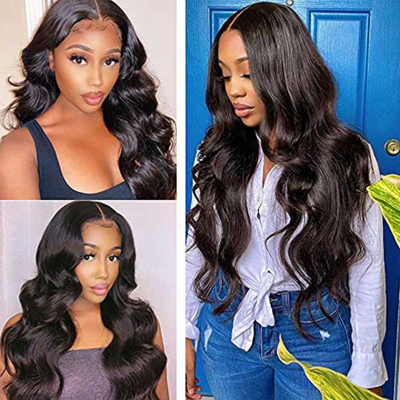 Enstah 12-20 Inch 5" x 5" Body Wavy Free Parted Lace Closure #1B Natural Black