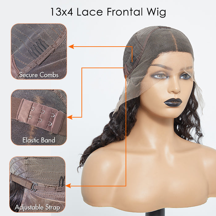 Enstah Glueless 3D Cap Pre-bleached Loose Deep 13x4 Transparent Lace Front Wig 150% Density