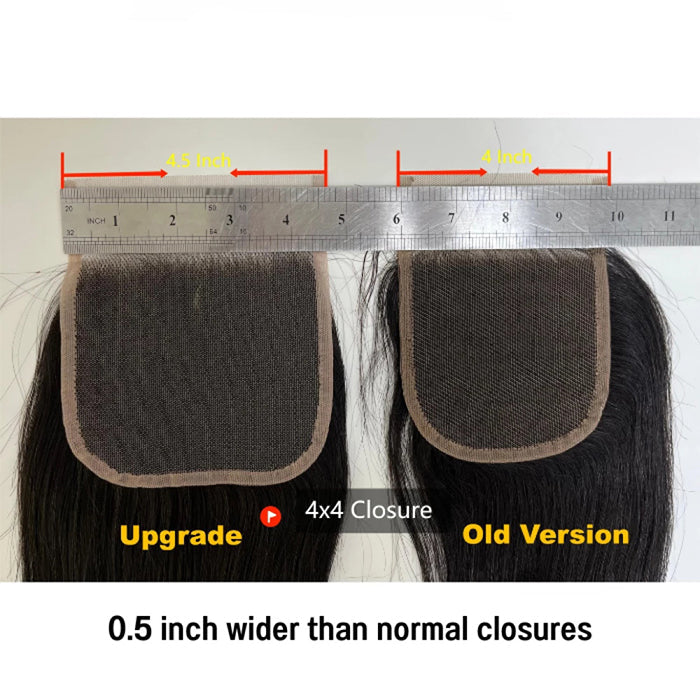 Enstah 12-20 Inch 4.5" x 4.5" Upgrade Body Wavy Free Parted Lace Closure #1B Natural Black